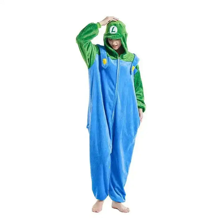 kigurumi luigi adulte main sur la tete